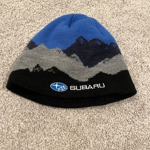 Subaru beanie mountain